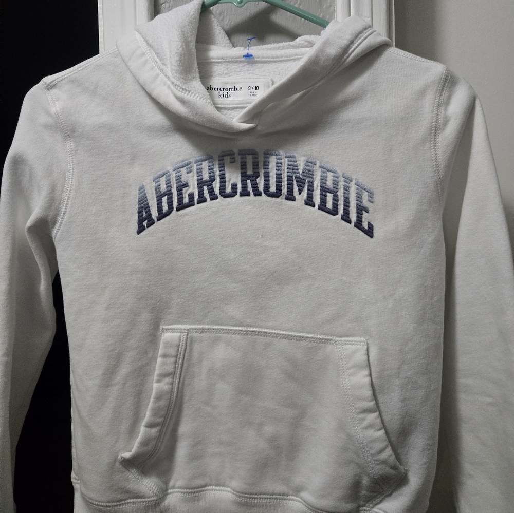 Abercrombie & Fitch Kids White Hoodie Sweater Sz 9/10